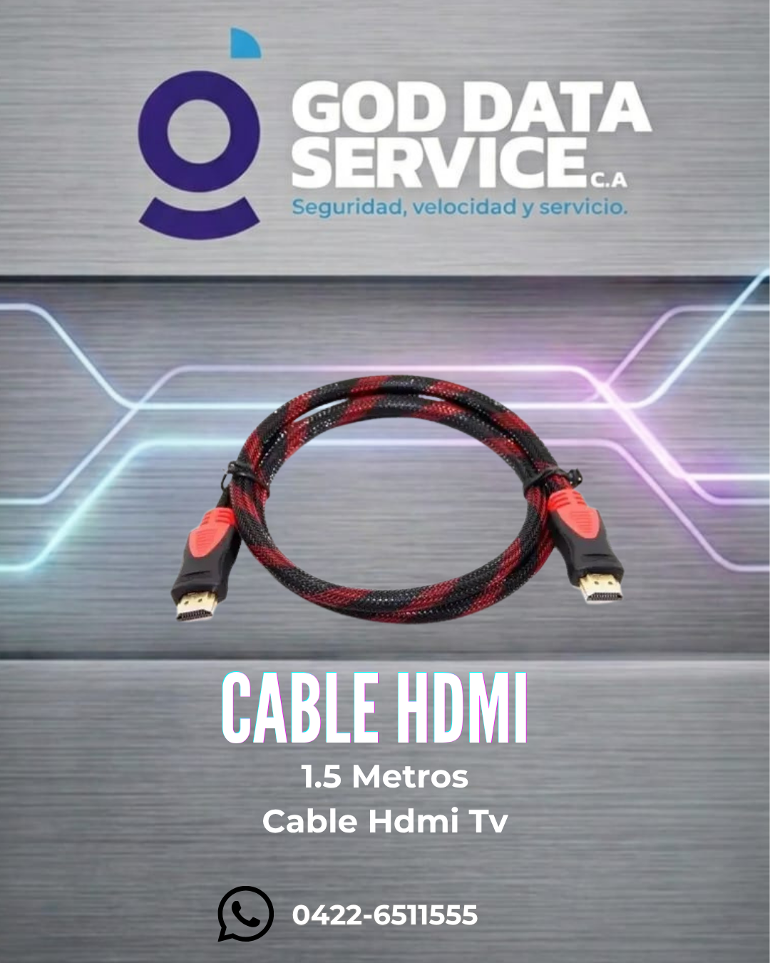 Cable HDMI de 1,5 metros con recubrimiento trenzado