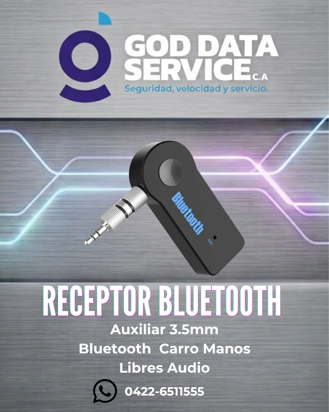 Receptor Bluetooth auxiliar 3,5 mm para carro