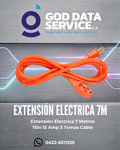 Extensión eléctrica de 7 metros con 3 tomas, naranja