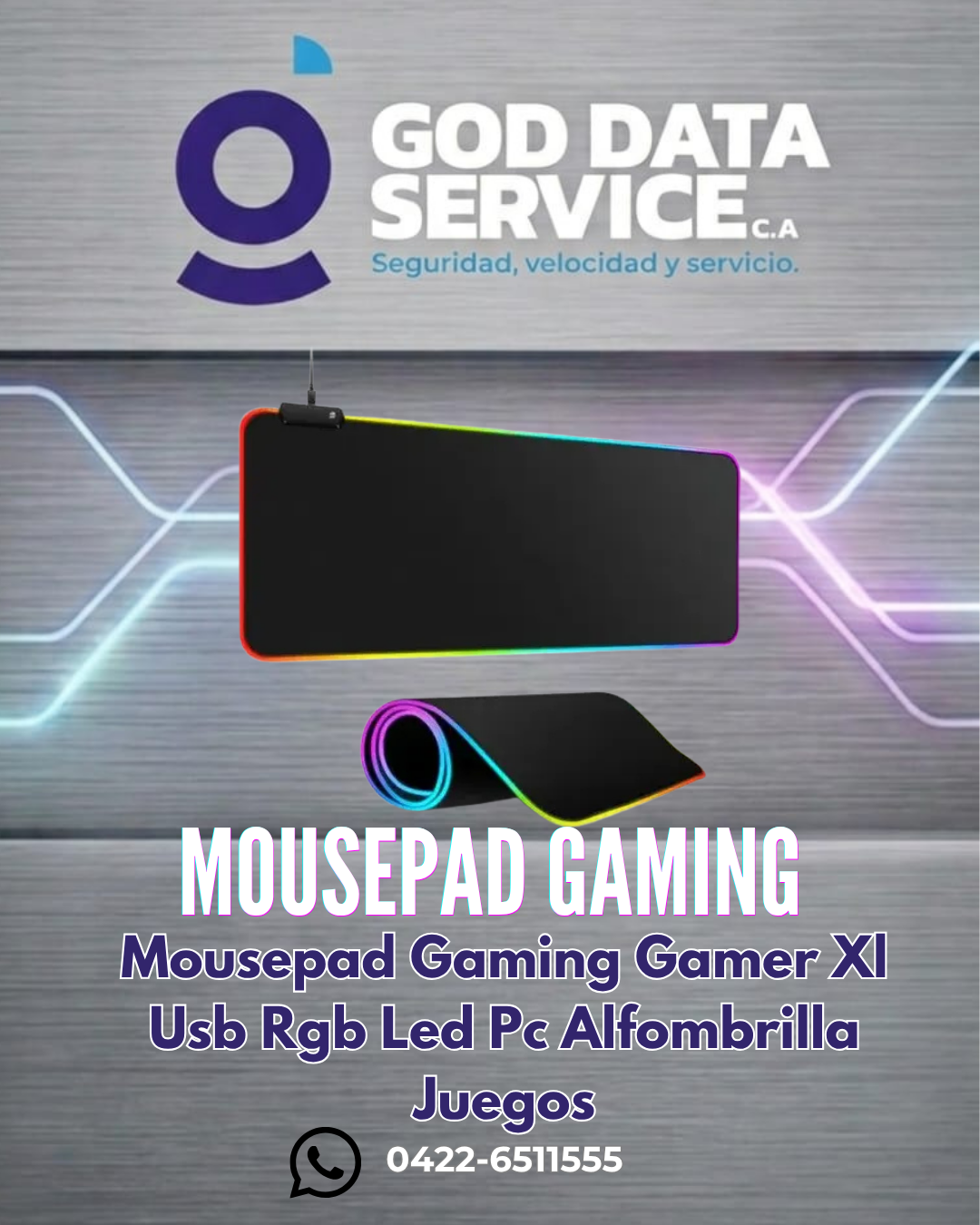 Mousepad Gaming XL con Iluminación LED RGB y Conexión USB