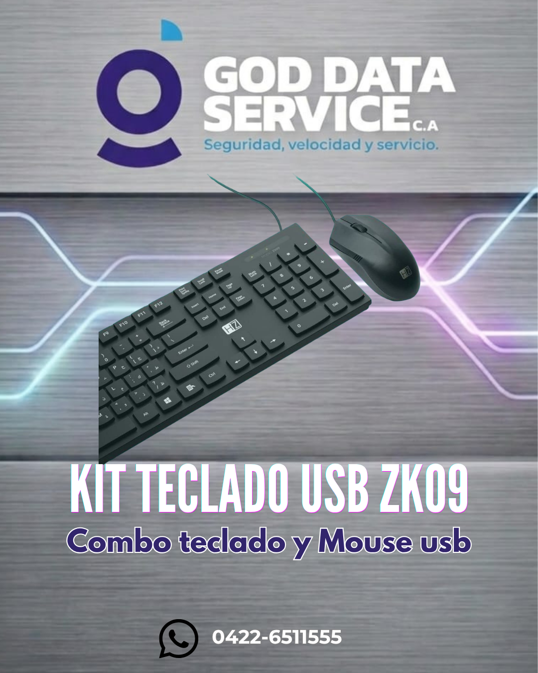 Kit ZK09 de teclado y mouse USB negro