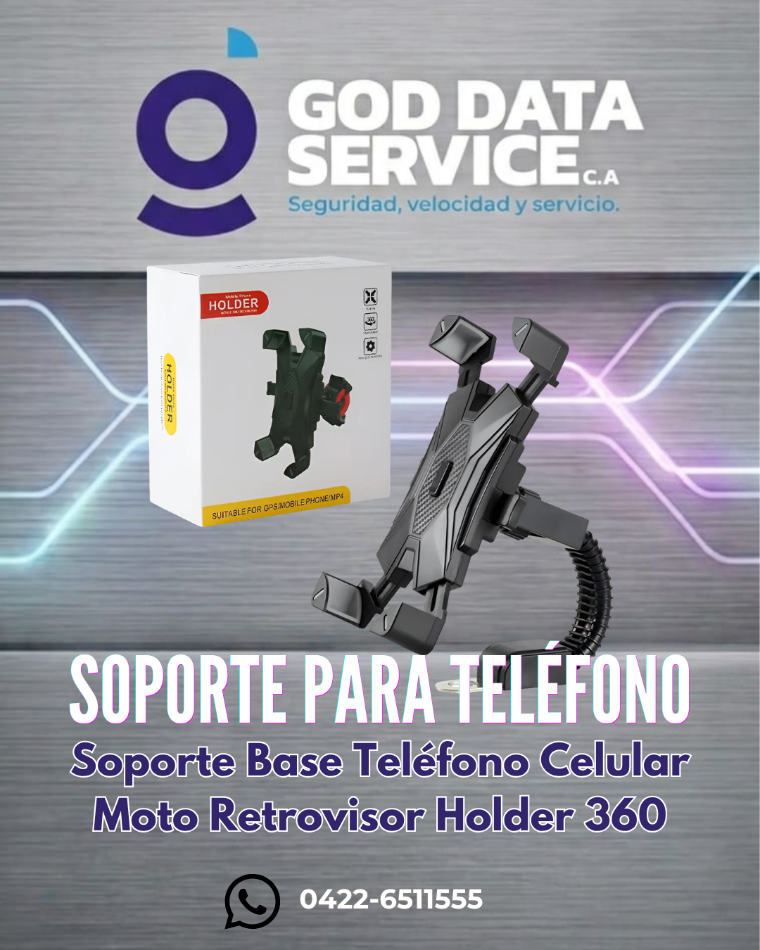 Soporte para celular de moto para retrovisor Holder 360°