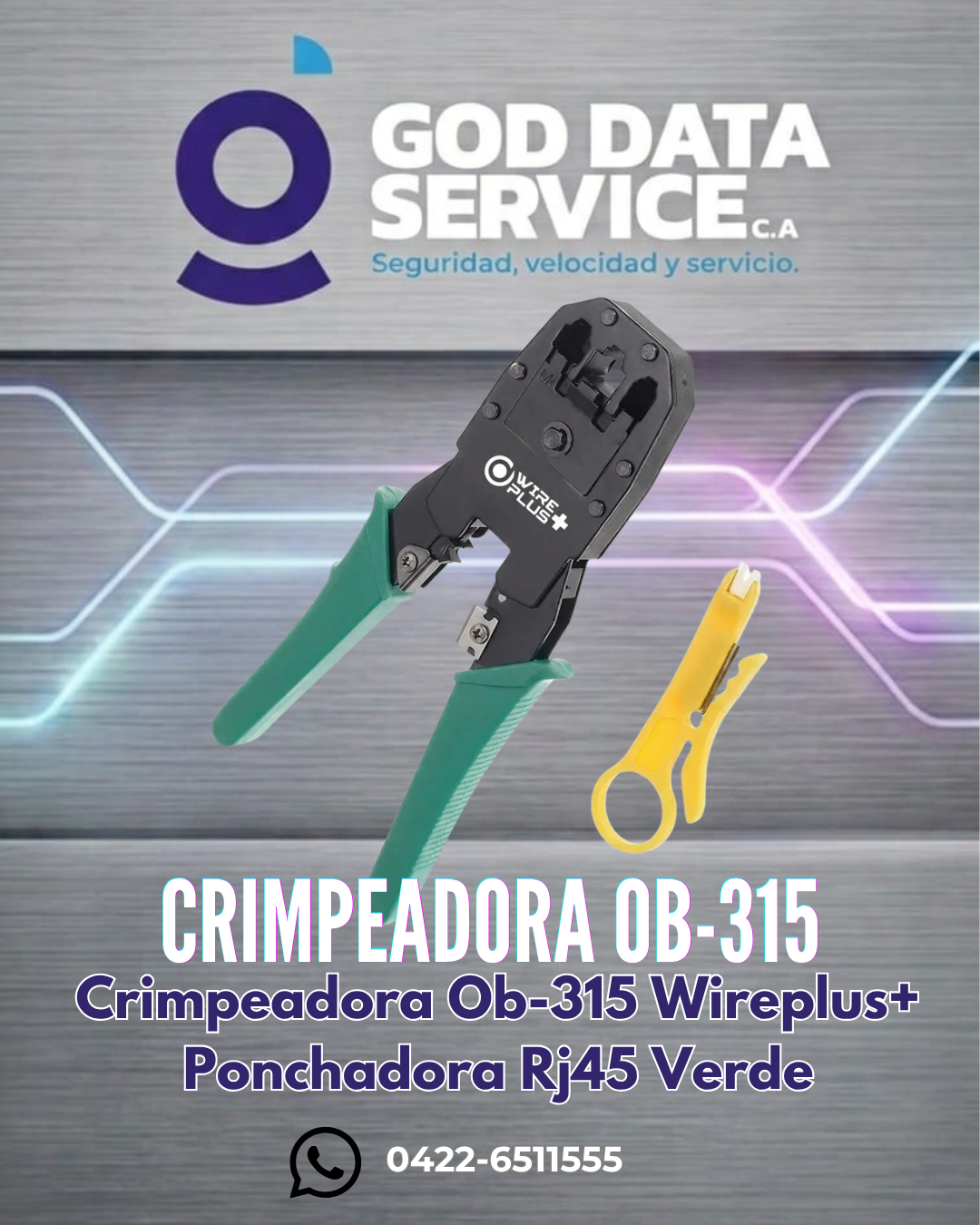 Crimpeadora RJ45 Wireplus+ OB-315 con pelacables
