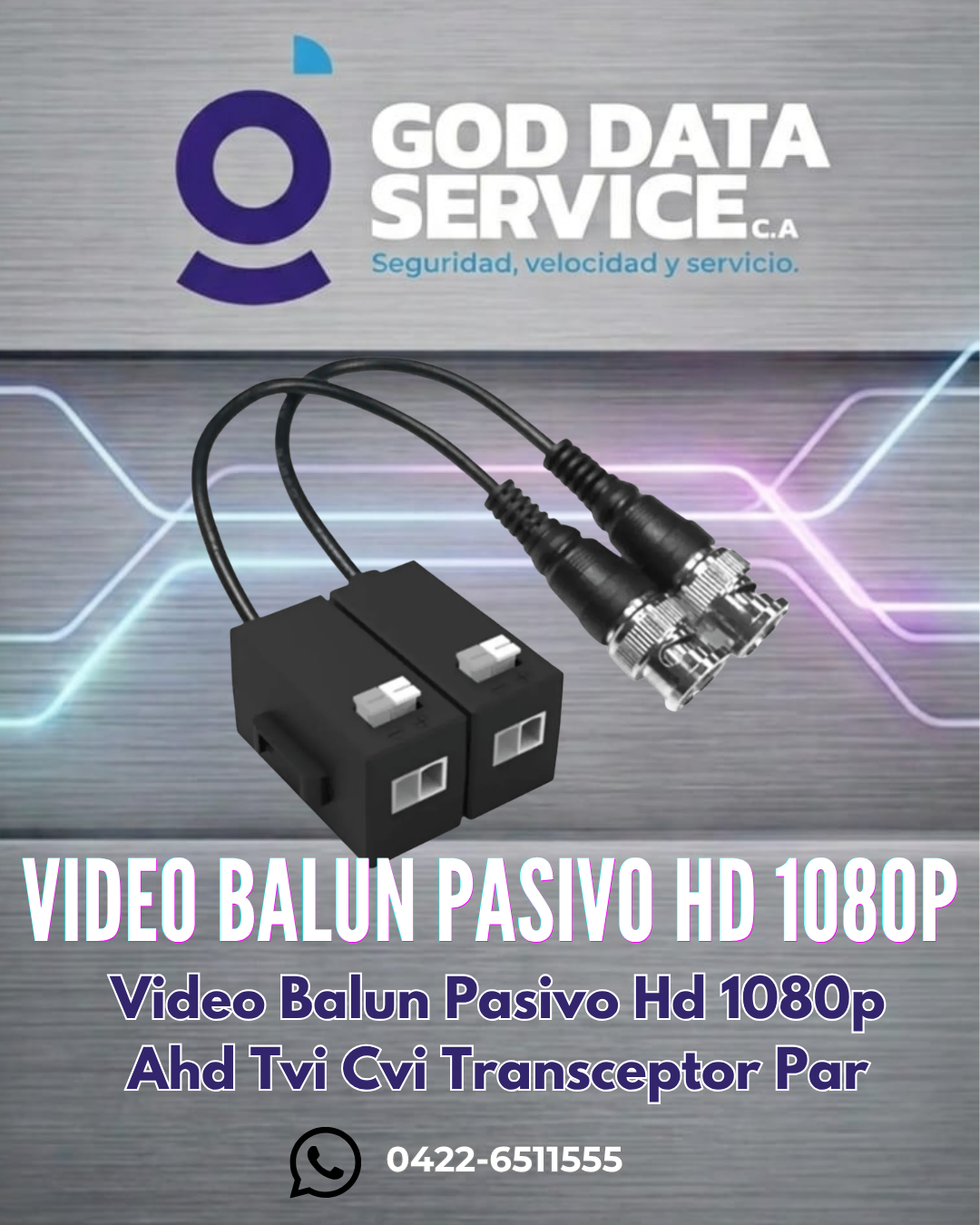 Video Balun Pasivo HD 1080p AHD/TVI/CVI – Par