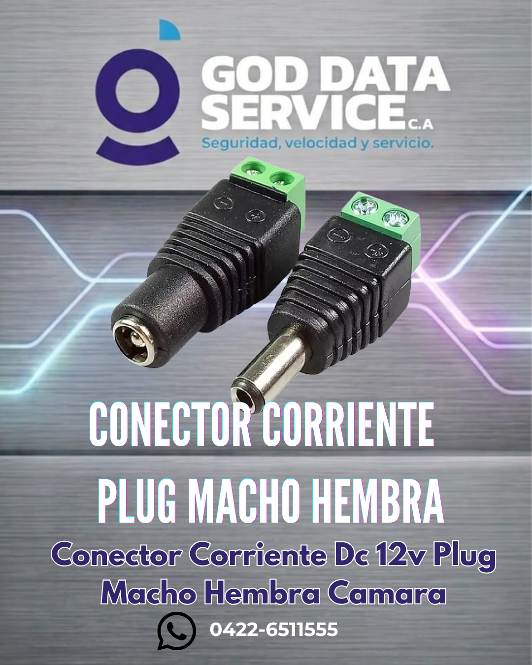 Par de conectores DC 12 V macho y hembra para cámaras de seguridad