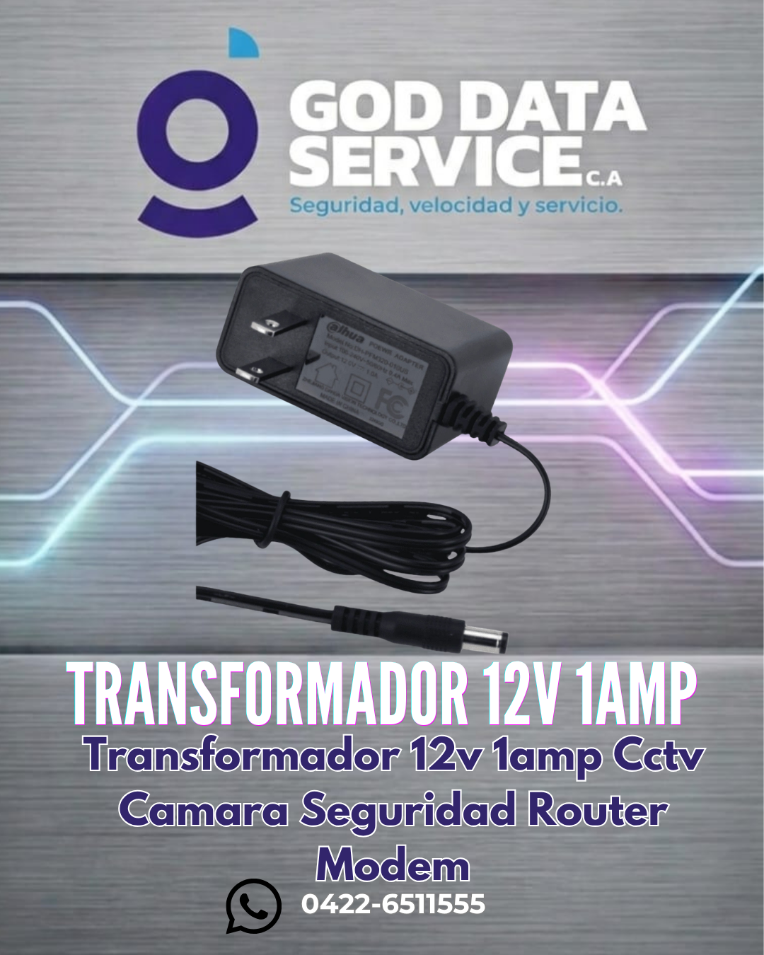 Transformador 12 V 1 A para cámaras de seguridad, routers y módems