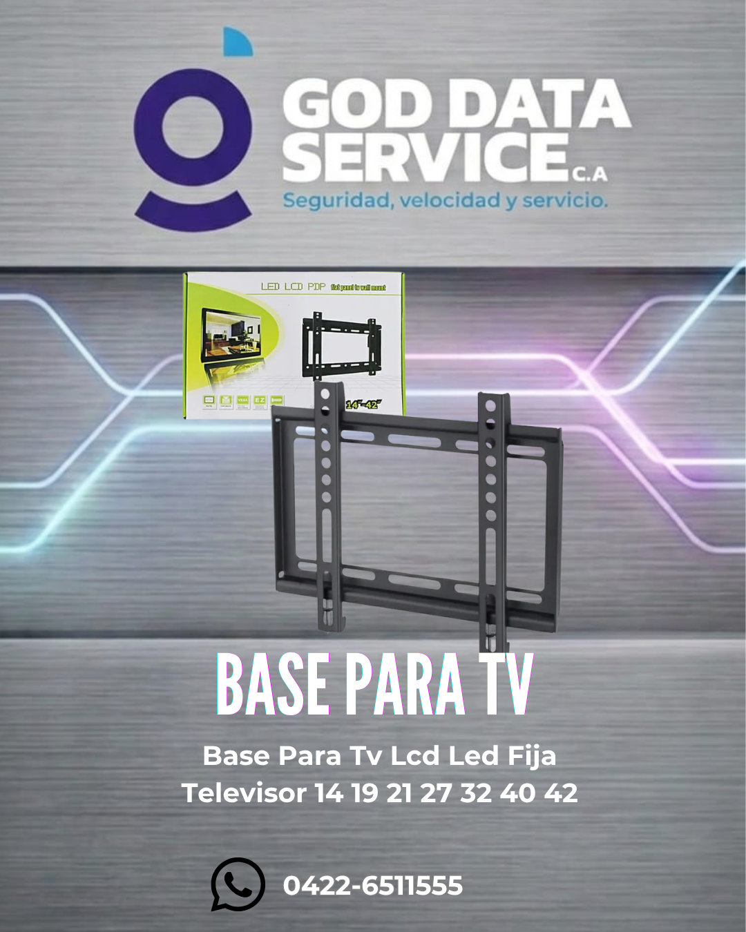 Base fija de pared para TV LCD/LED de 14 a 42 pulgadas